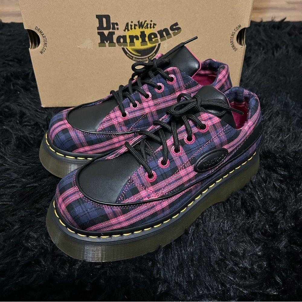 DR MARTENS Buzz tartan platform lace up shoes oxfords women’s 8 new in box - Picture 3 of 9